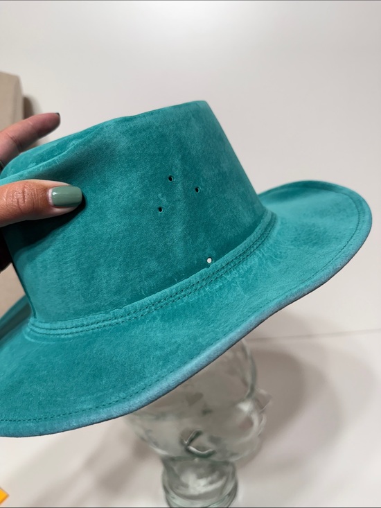 Vintage Made in USA Leather Teal Hat main image 5